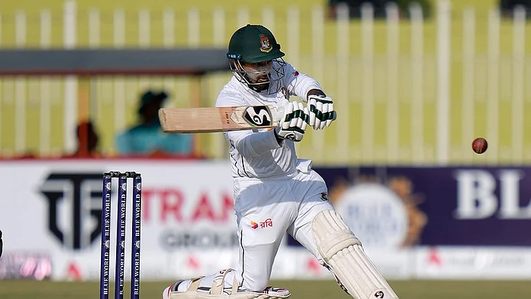 BAN Vs PAK Live Score, 1st Test Day 2: Bangladesh's Litton Das bats against Pakistan. - | Photo: AP/Anjum Naveed